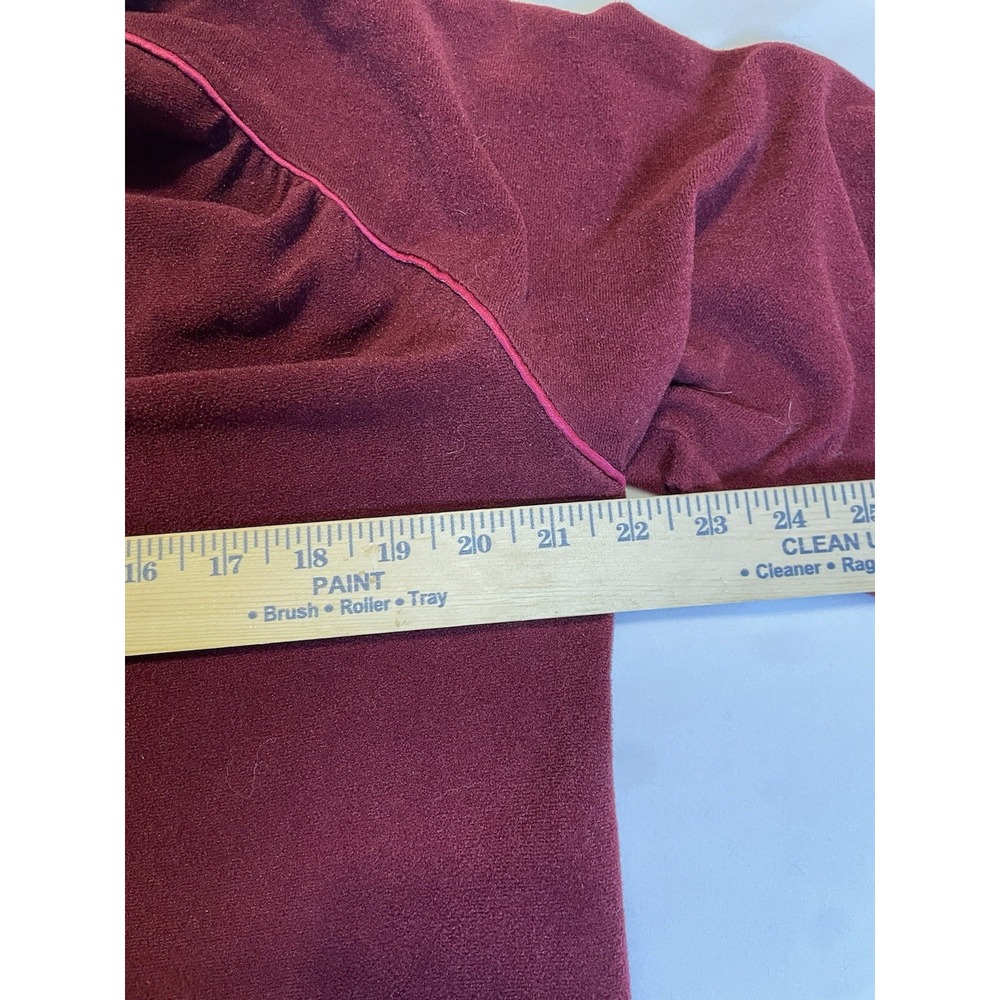 Vanity Fair Velour Robe Womens Small Burgundy Red Pearl Snap Cozy Comfy Pocket - Picture 4 of 6